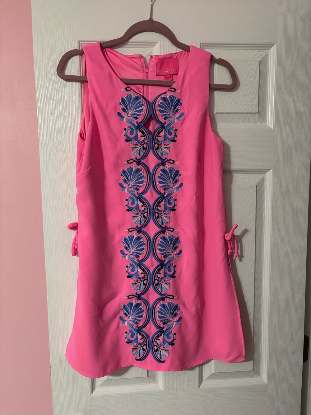 Sleeveless Pink Embroidered romper